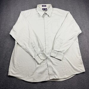 Roberto Villini Dress Shirt Men's 17.5 34/35 Beige Non-Iron Travel Cotton L/S